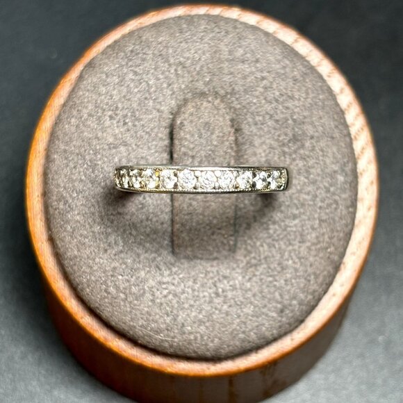 VTG Sterling Silver 925 Cubic Zirconia Pave Set Band 2.25mm Ring Size 6.5 - Picture 1 of 10